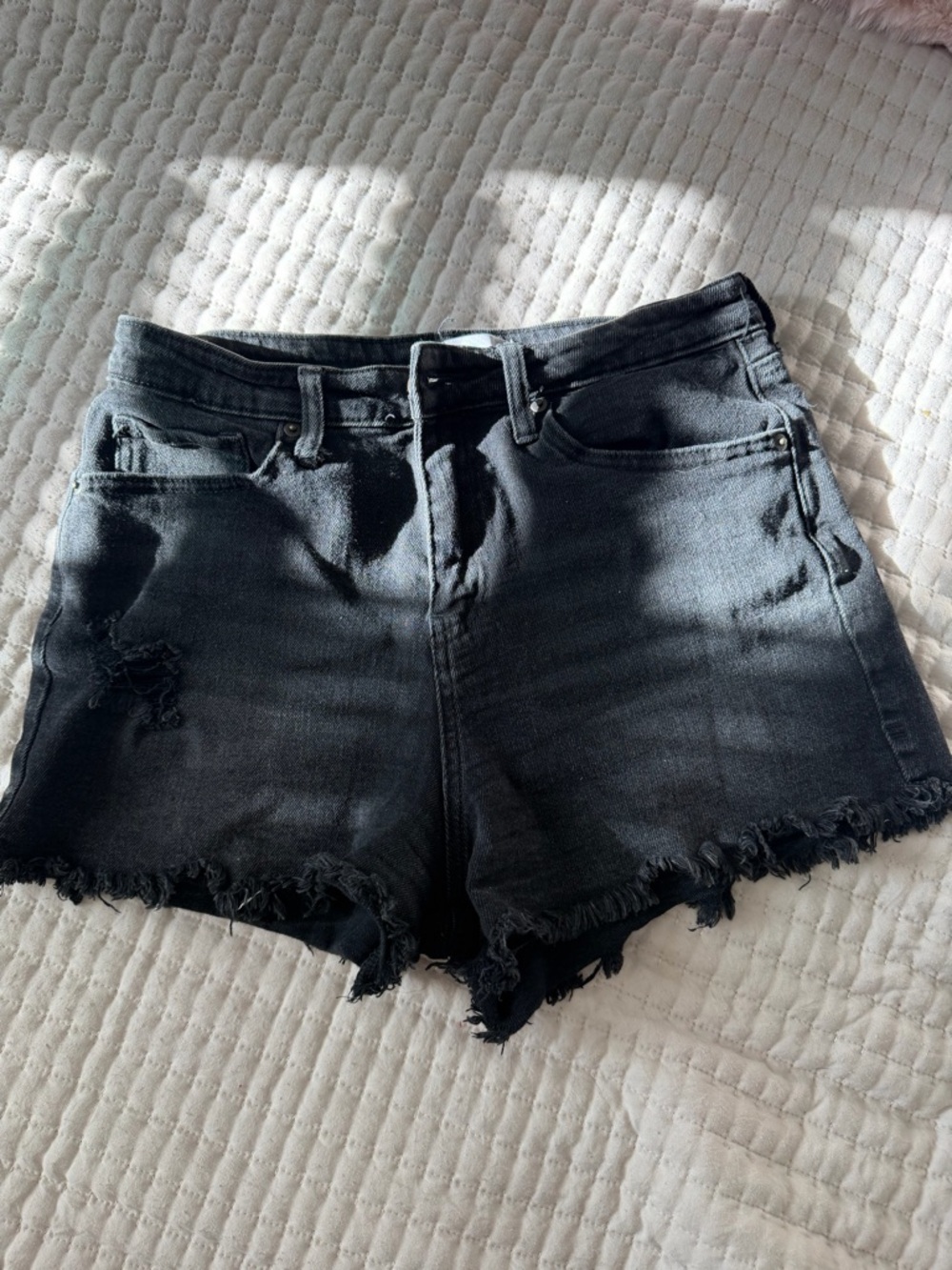 Abound Black Distressed High-Rise Denim Shorts